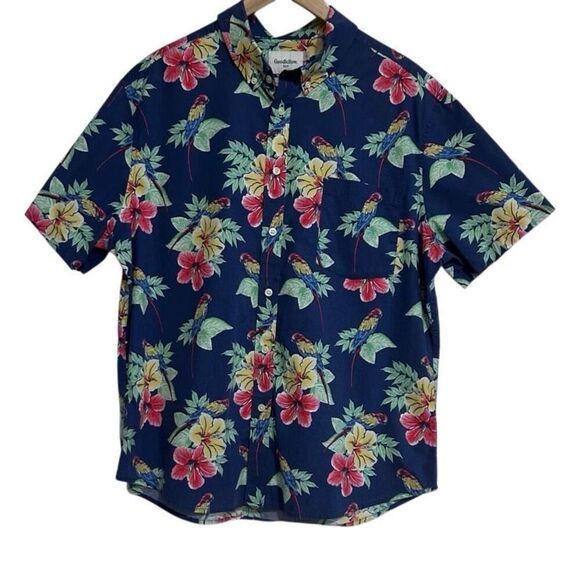 Goodiefellow & Co Hawaiian Button-up Shirt Men's XL Multicolor Floral Slim Fit - Picture 1 of 10